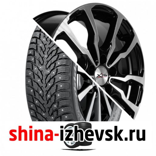 Колесо в сборе Nokian Hakkapeliitta 9 205/65 R16 T 95 + X-trike X117 6.5xR16 5×112 ET45 DIA57.1 Черный глянцевый с полированной лицевой поверхностью в Ижевске